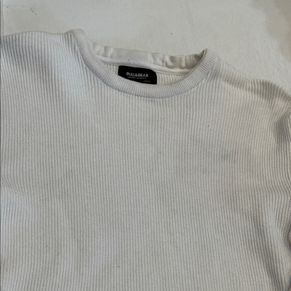 Pull&Bear Off-White Ribbed Knit Sweater - Picture 6 of 6